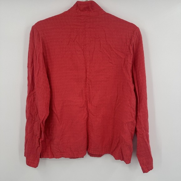 Habitat Blouse Womens Medium Button Front Long Sleeve Textured Tencel Rayon USA - Picture 7 of 10